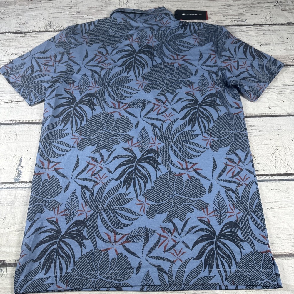 Travis Mathew Red Letter Day Polo Mens SIZE S Navy Print 1MAA425 NEW WITH TAGS - Picture 11 of 11